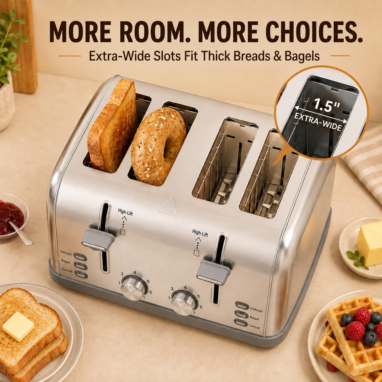 LAINSTEN Toaster 4 Slice ,Retro Toater with 7 Shade Settings ,Best